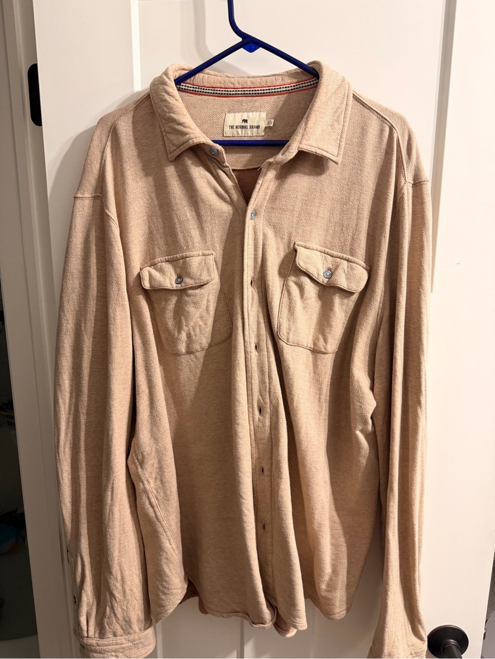 The Normal Brand Men’s Beige Long-Sleeve Casual Button-Down Shirt